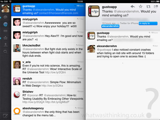 Twitter for iPad screenshot